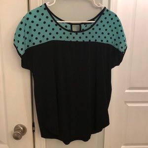 Black and mint green blouse
